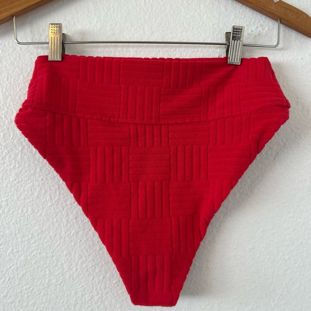 Beach Riot Highway Highwaist Terry Red Bikini Bottoms Size M - Picture 7 of 10